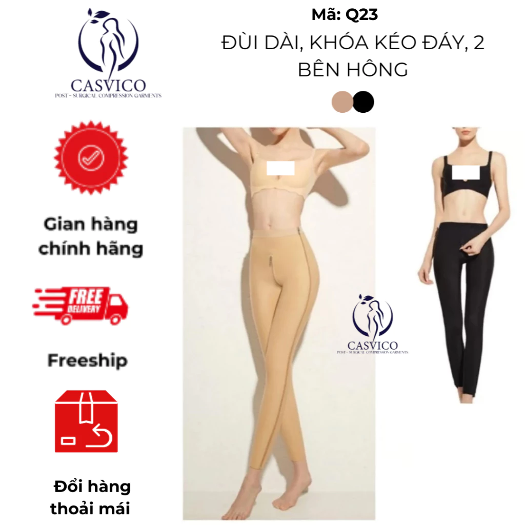 Quần định hình đùi, bắp chân Q23 – Có lỗ vệ sinh, khóa kéo